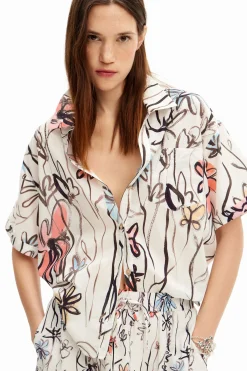 Camisas E Blusas<Desigual Camisa de flores ilustradas