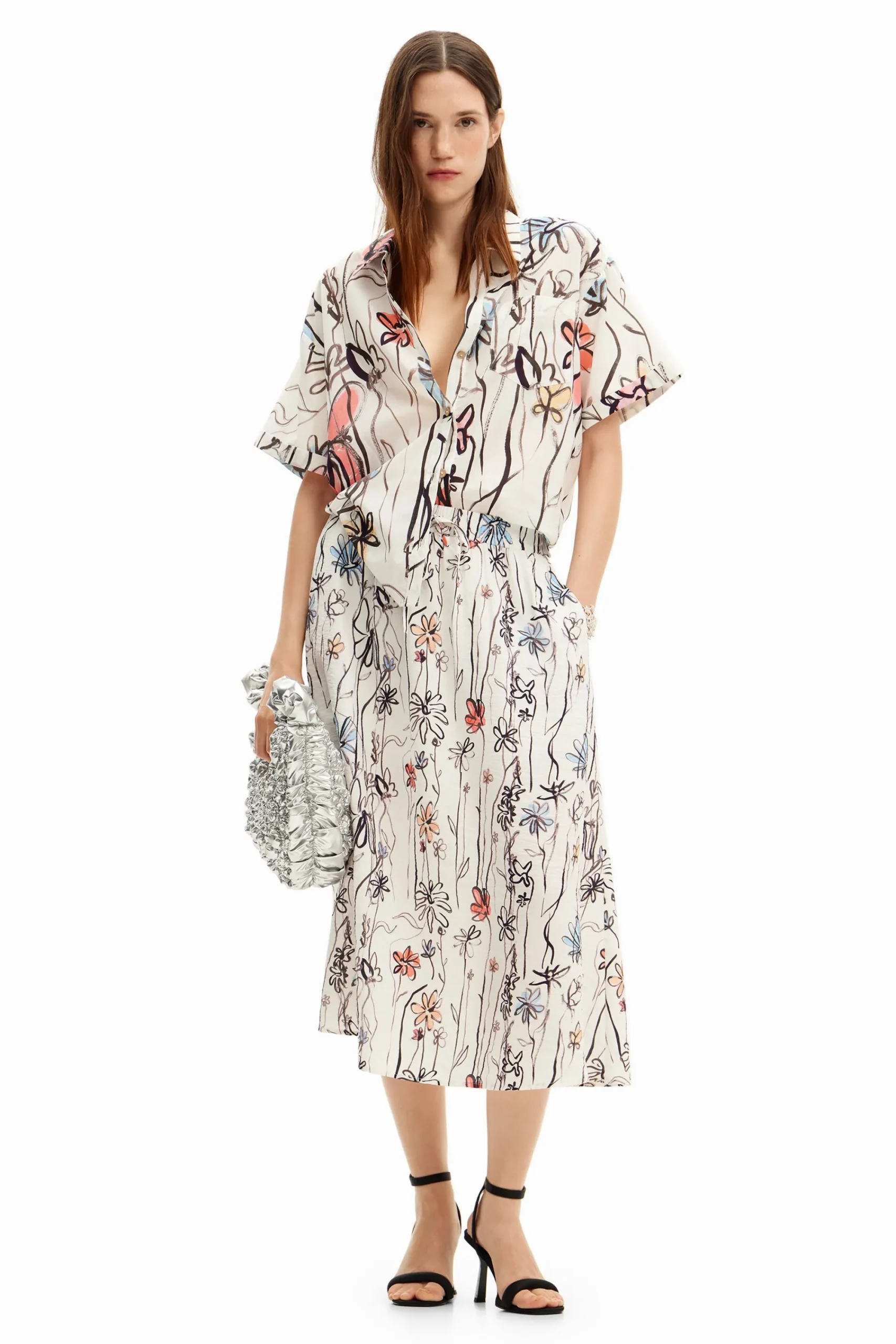 Camisas E Blusas<Desigual Camisa de flores ilustradas