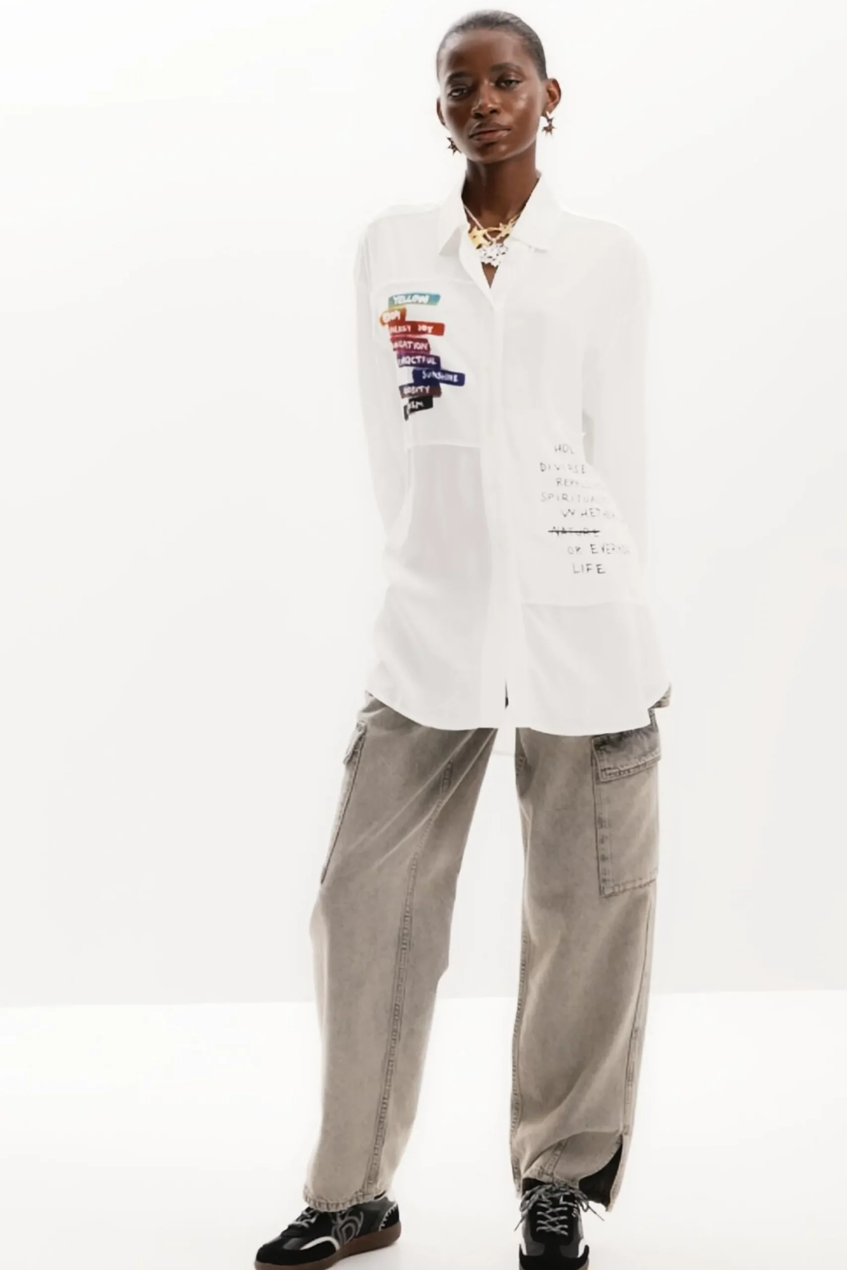 Camisas E Blusas<Desigual Camisa estampada com letras