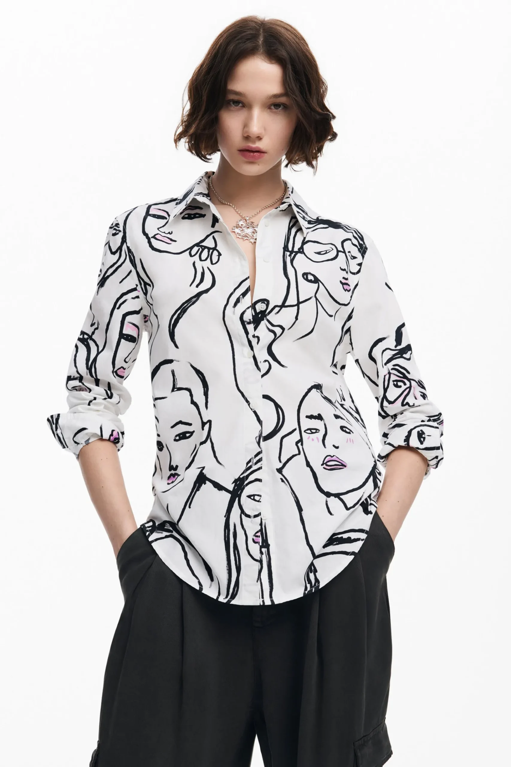 Camisas E Blusas<Desigual Camisa estampada com rostos