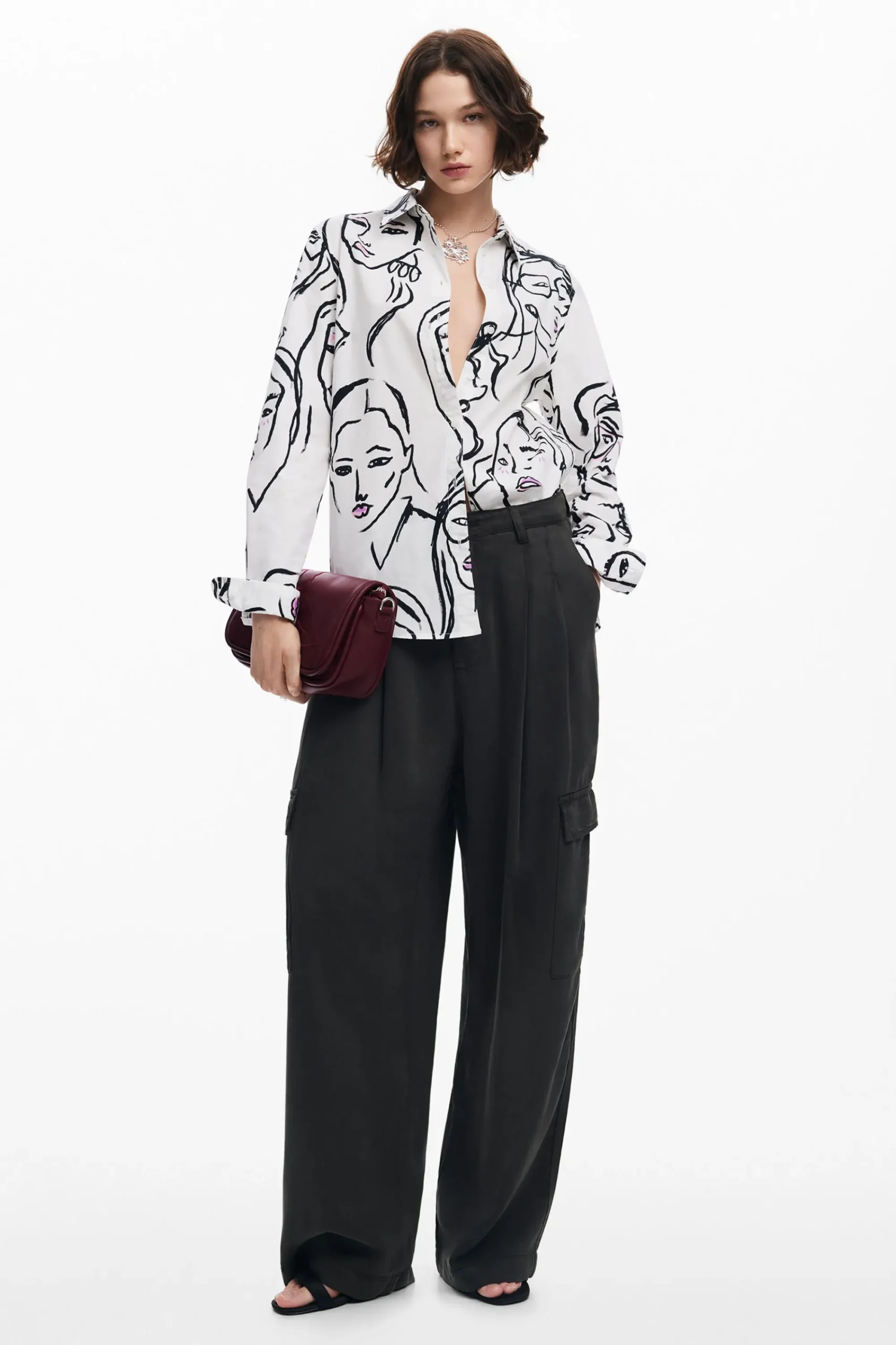 Camisas E Blusas<Desigual Camisa estampada com rostos