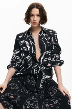 Camisas E Blusas<Desigual Camisa estampada com rostos