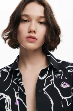 Camisas E Blusas<Desigual Camisa estampada com rostos
