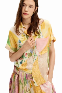 Camisas E Blusas<Desigual Camisa floral com patchwork