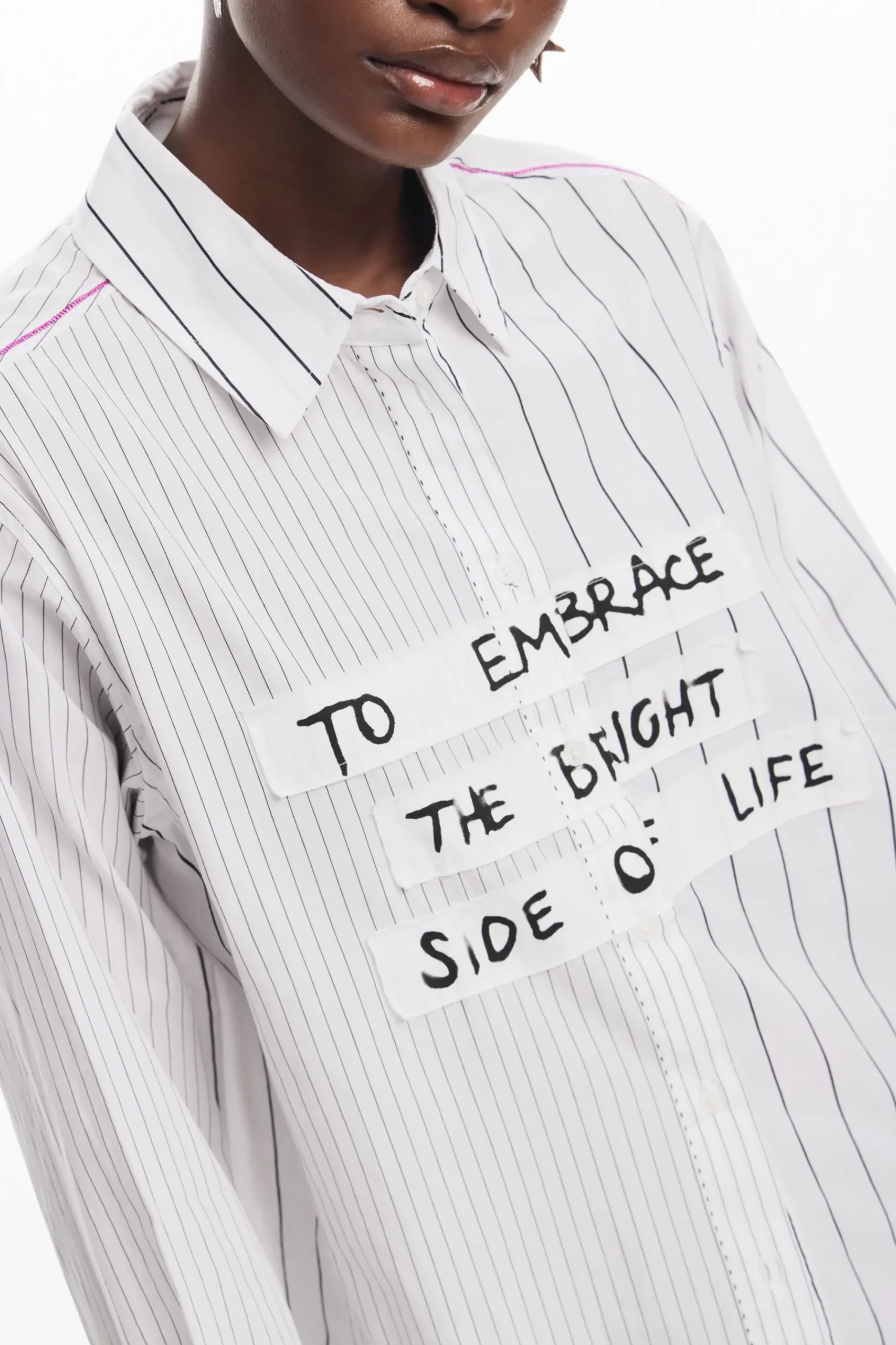 Camisas E Blusas<Desigual Camisa listrada com frase