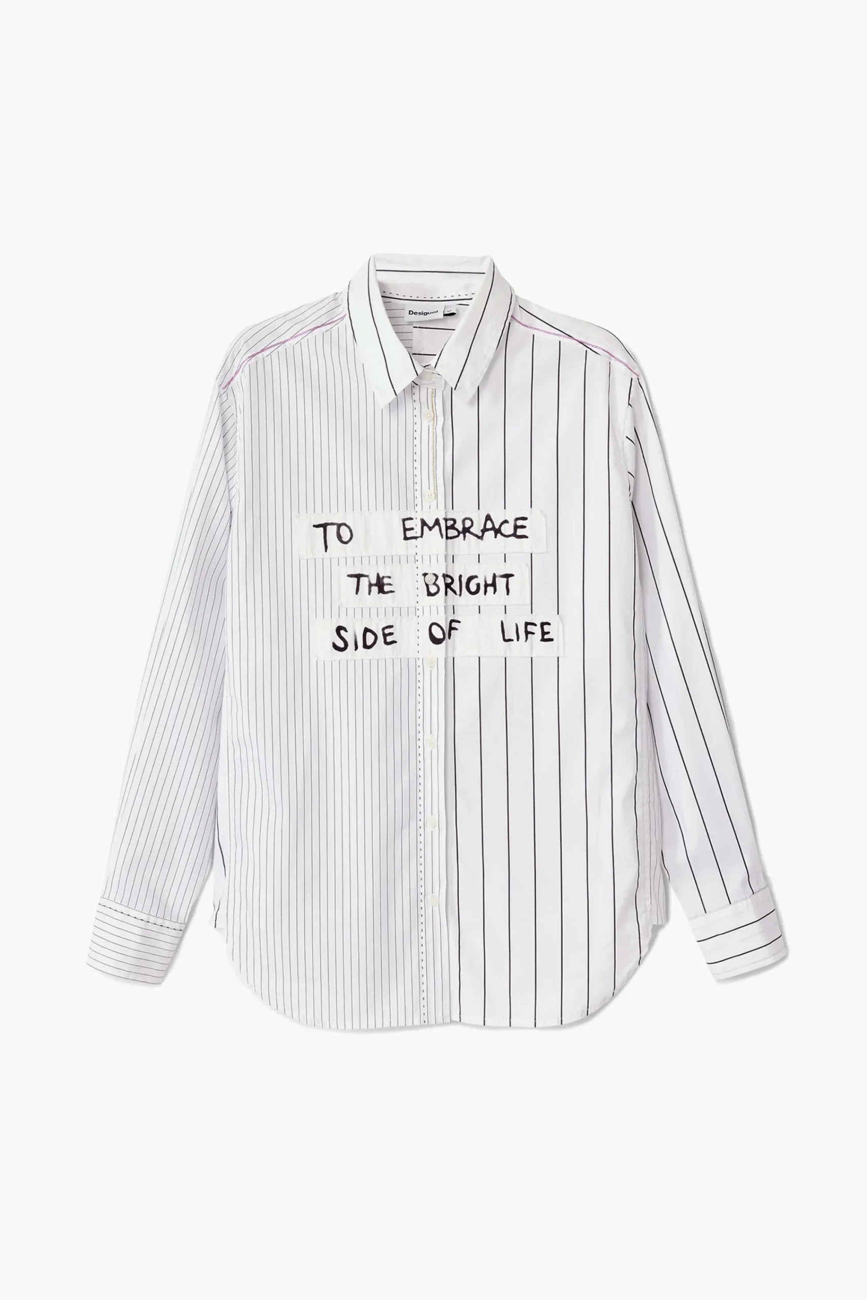 Camisas E Blusas<Desigual Camisa listrada com frase