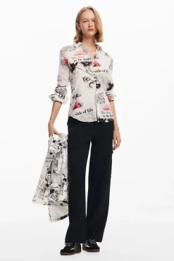 Camisas E Blusas<Desigual Camisa texto flores