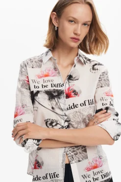 Camisas E Blusas<Desigual Camisa texto flores