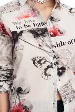 Camisas E Blusas<Desigual Camisa texto flores