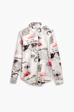 Camisas E Blusas<Desigual Camisa texto flores
