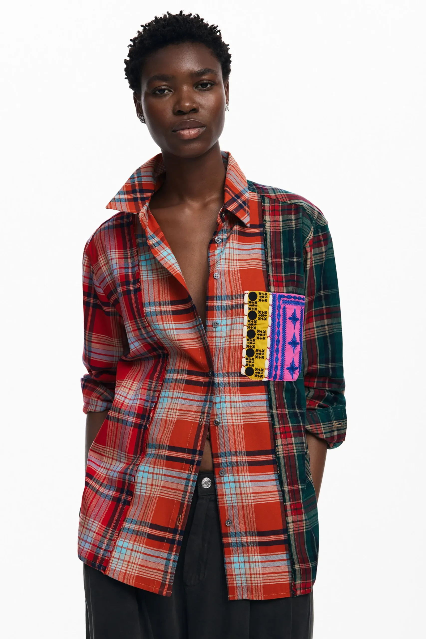 Camisas E Blusas<Desigual Camisa xadrez com patch