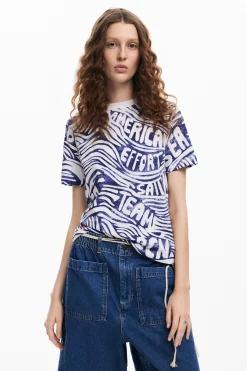 Camisas E Blusas|T-shirts<Desigual Camiseta azul American Magic