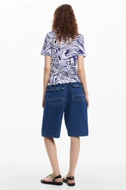 Camisas E Blusas|T-shirts<Desigual Camiseta azul American Magic