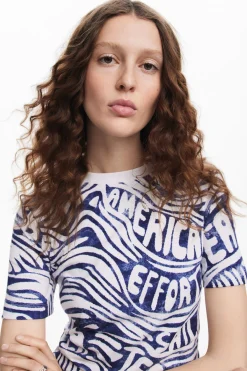 Camisas E Blusas|T-shirts<Desigual Camiseta azul American Magic