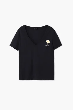 Camisas E Blusas|T-shirts<Desigual Camiseta com decote em V e estampa de flor