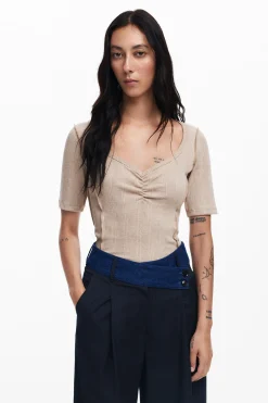 Camisas E Blusas|T-shirts<Desigual Camiseta com decote franzido