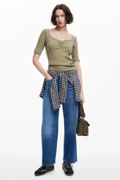 Camisas E Blusas|T-shirts<Desigual Camiseta com decote franzido