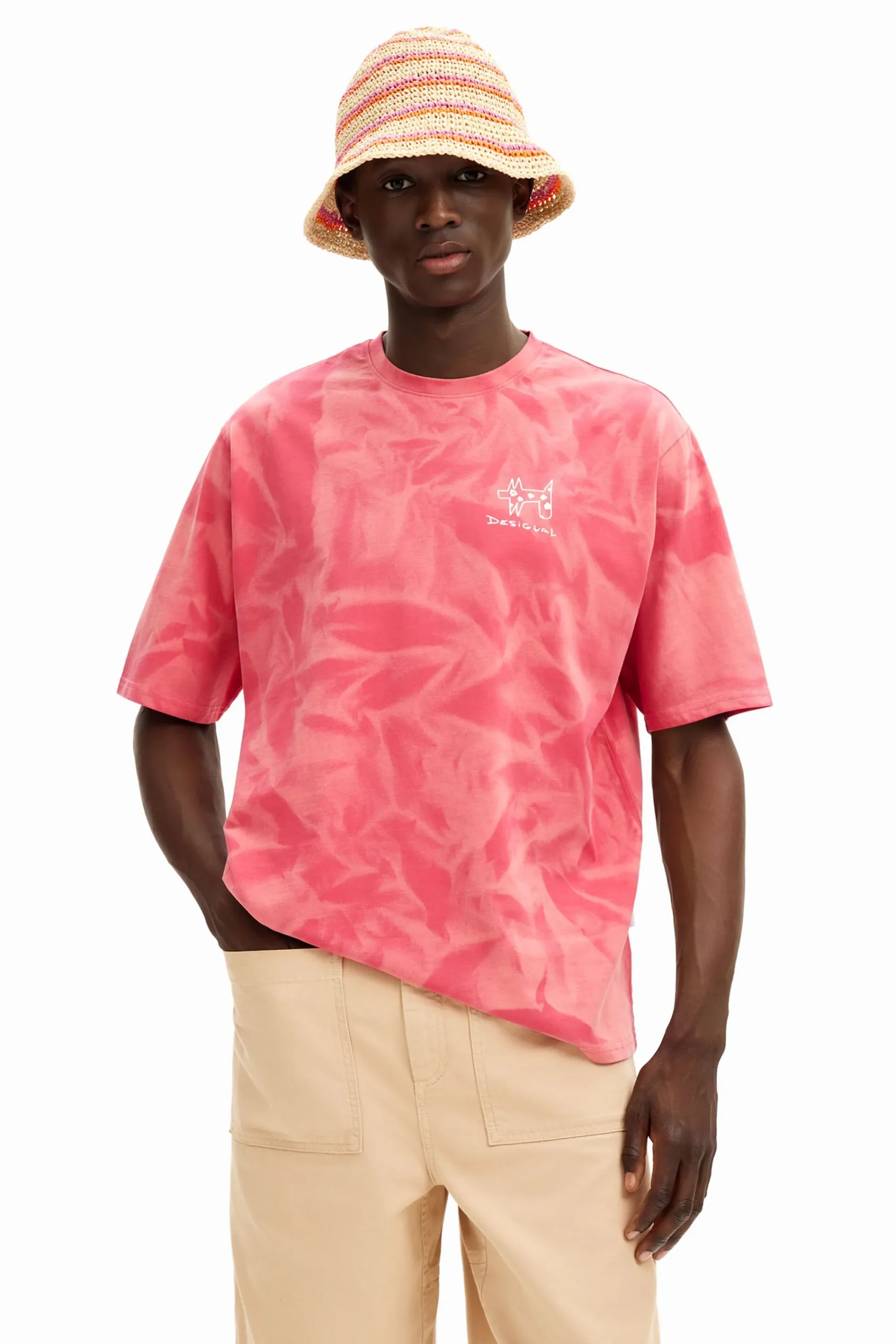 T-shirts<Desigual Camiseta com efeito difuminado estampada