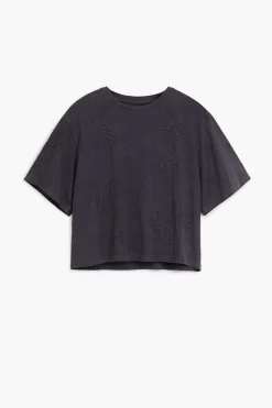 Camisas E Blusas|T-shirts<Desigual Camiseta com flores bordadas
