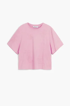 Camisas E Blusas|T-shirts<Desigual Camiseta com flores bordadas