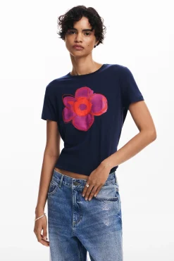 Camisas E Blusas|T-shirts<Desigual Camiseta com ilustração de flor