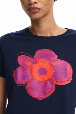 Camisas E Blusas|T-shirts<Desigual Camiseta com ilustração de flor