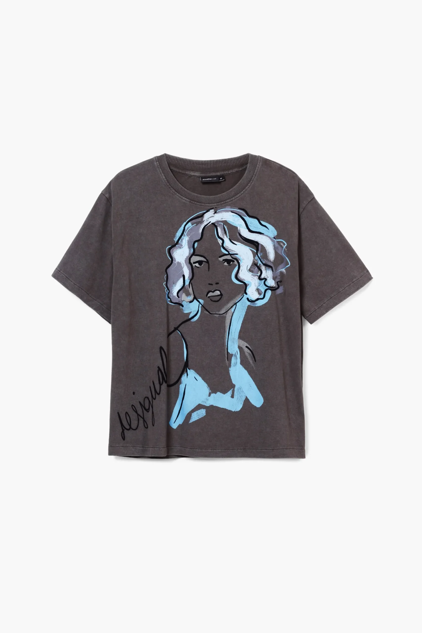 Camisas E Blusas|T-shirts<Desigual Camiseta com ilustração de rosto