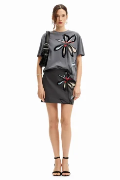 Camisas E Blusas|T-shirts<Desigual Camiseta com ilustração de flor
