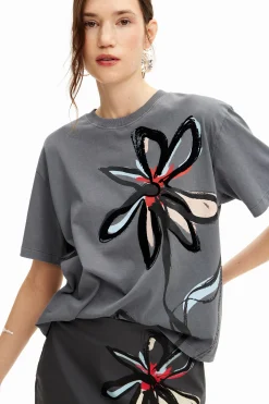 Camisas E Blusas|T-shirts<Desigual Camiseta com ilustração de flor