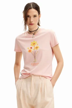 Camisas E Blusas|T-shirts<Desigual Camiseta com ilustração de margarida