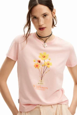 Camisas E Blusas|T-shirts<Desigual Camiseta com ilustração de margarida
