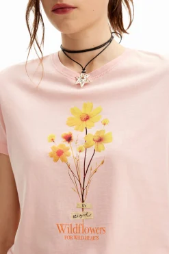 Camisas E Blusas|T-shirts<Desigual Camiseta com ilustração de margarida