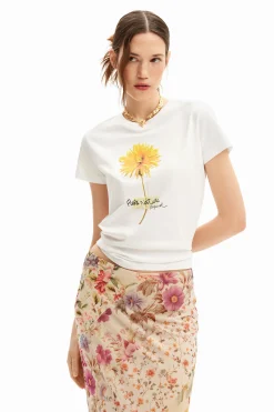 Camisas E Blusas|T-shirts<Desigual Camiseta com ilustração de flor