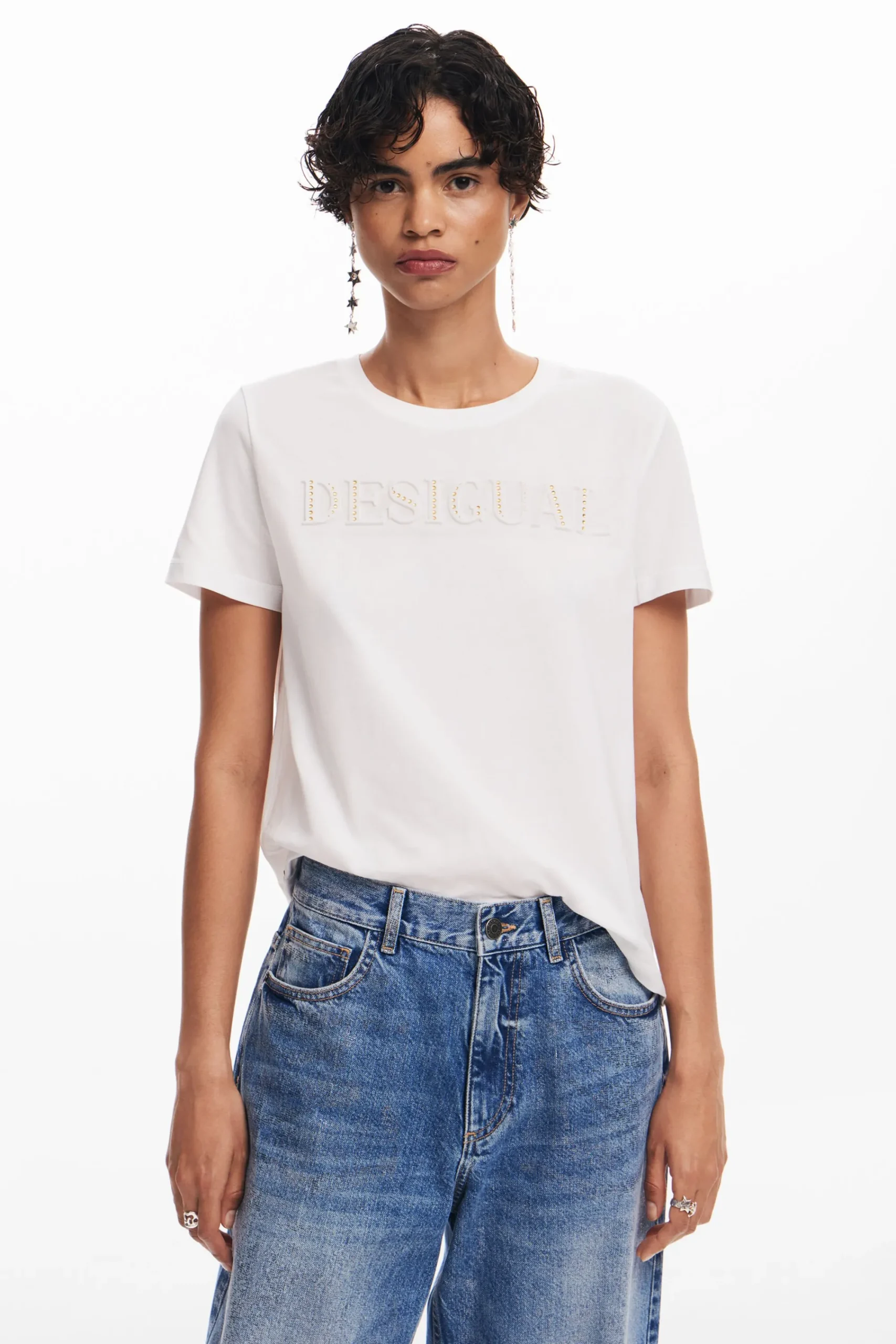 Camisas E Blusas|T-shirts<Desigual Camiseta com logotipo