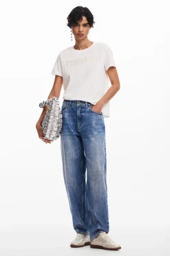Camisas E Blusas|T-shirts<Desigual Camiseta com logotipo