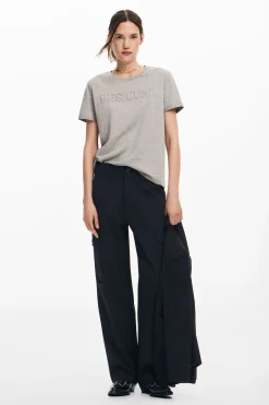 Camisas E Blusas|T-shirts<Desigual Camiseta com logotipo de strass