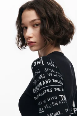 Camisas E Blusas|T-shirts<Desigual Camiseta com mangas estampadas