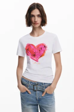 Camisas E Blusas|T-shirts<Desigual Camiseta coração