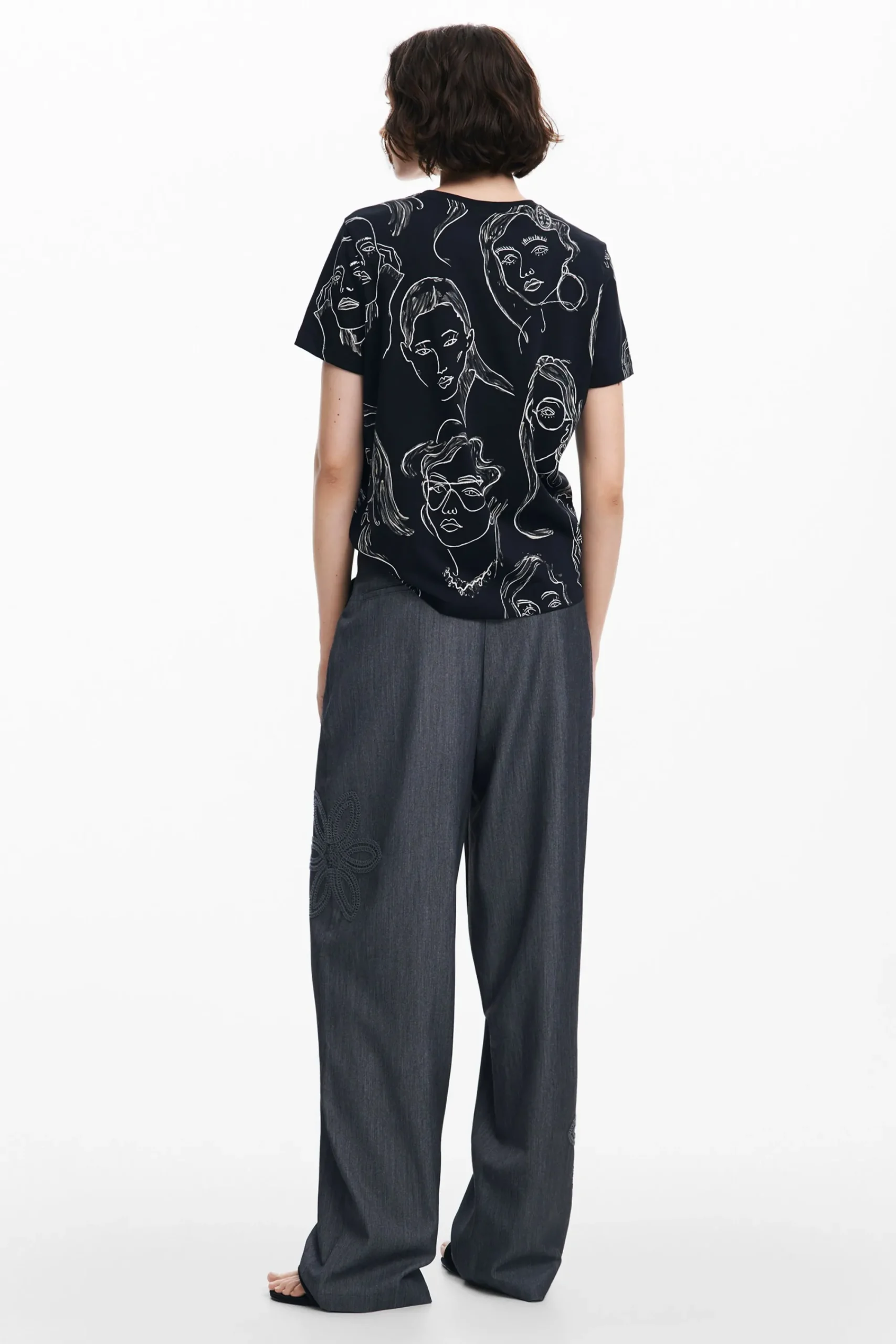 Camisas E Blusas|T-shirts<Desigual Camiseta de manga curta com rostos