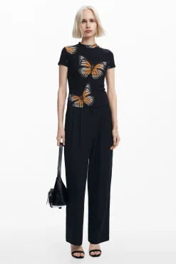 Roupa De Malha|Camisas E Blusas<Desigual Camiseta de manga curta com borboletas