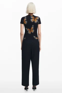 Roupa De Malha|Camisas E Blusas<Desigual Camiseta de manga curta com borboletas