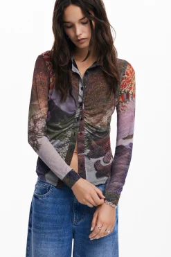 Camisas E Blusas|T-shirts<Desigual Camiseta de manga longa bosque de outono