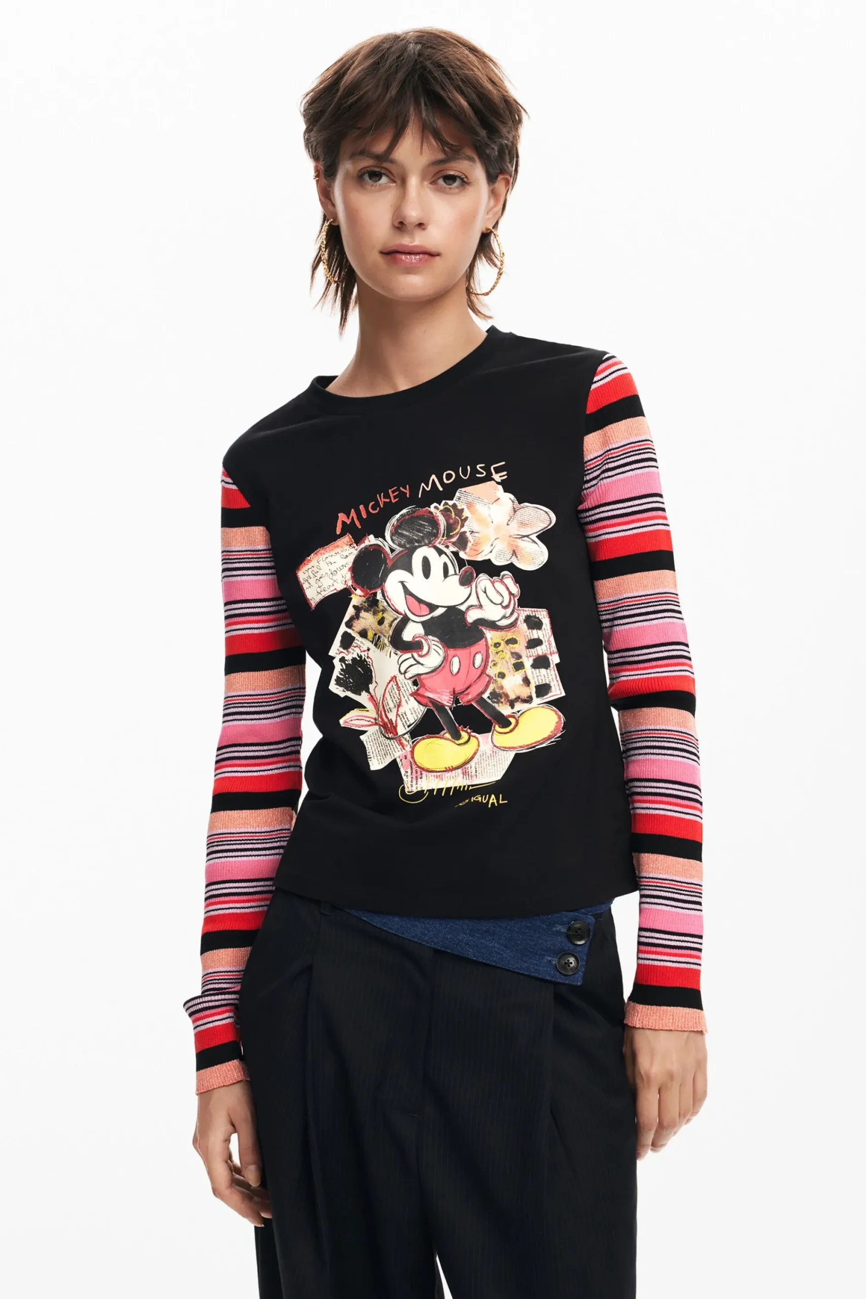 Camisas E Blusas|T-shirts<Desigual Camiseta de manga longa do Mickey