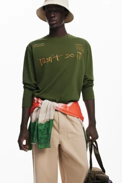 T-shirts<Desigual Camiseta de mensagem de manga longa