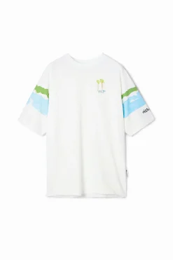T-shirts<Desigual Camiseta de palmeiras em aquarela