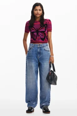 Camisas E Blusas|T-shirts<Desigual Camiseta de ponto borboleta