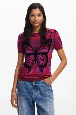 Camisas E Blusas|T-shirts<Desigual Camiseta de ponto borboleta