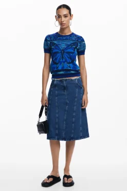Roupa De Malha|Camisas E Blusas<Desigual Camiseta de ponto com borboletas