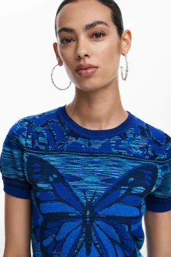Roupa De Malha|Camisas E Blusas<Desigual Camiseta de ponto com borboletas