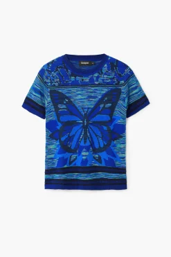 Roupa De Malha|Camisas E Blusas<Desigual Camiseta de ponto com borboletas